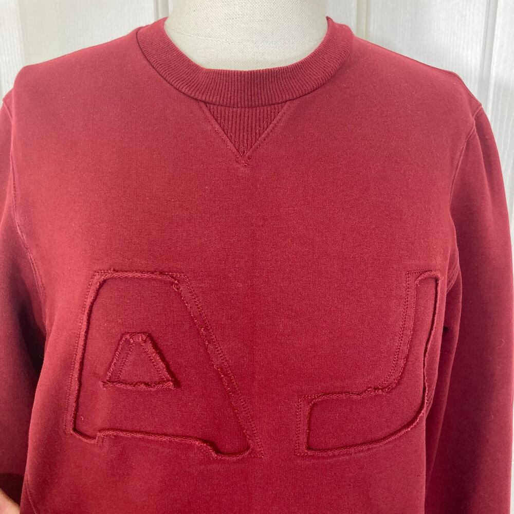 Armani Jeans burgundy logo sweatshirt, cotton crew neck long sleeve top - Picture 10 of 10